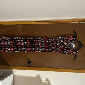 Black with red flowers maxi dress